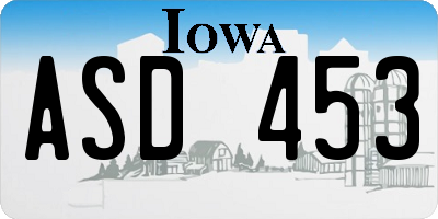 IA license plate ASD453