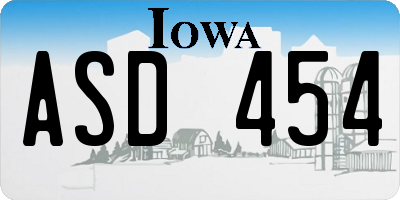 IA license plate ASD454