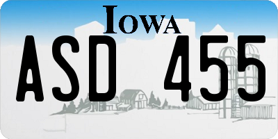 IA license plate ASD455