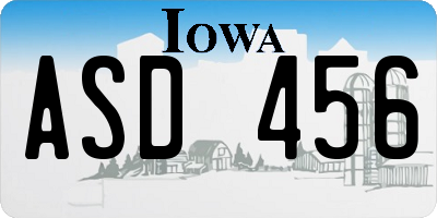 IA license plate ASD456