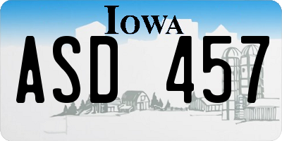 IA license plate ASD457