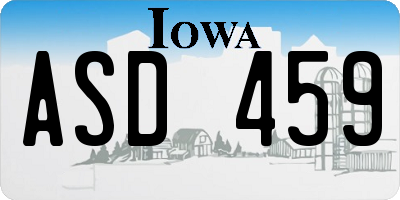 IA license plate ASD459