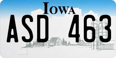IA license plate ASD463