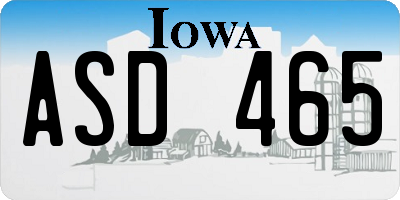 IA license plate ASD465