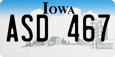 IA license plate ASD467