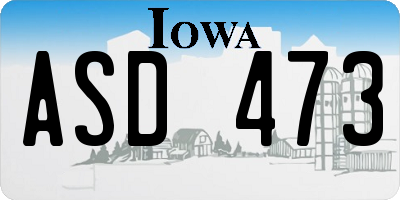 IA license plate ASD473