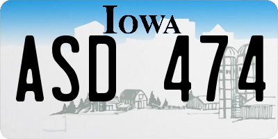 IA license plate ASD474