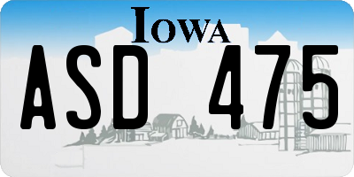 IA license plate ASD475