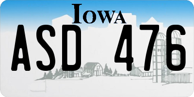 IA license plate ASD476