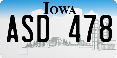 IA license plate ASD478