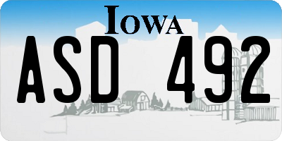 IA license plate ASD492