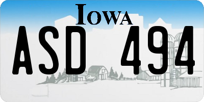 IA license plate ASD494