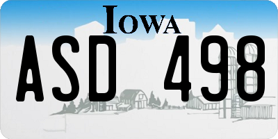 IA license plate ASD498