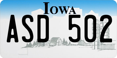 IA license plate ASD502