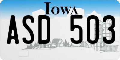 IA license plate ASD503