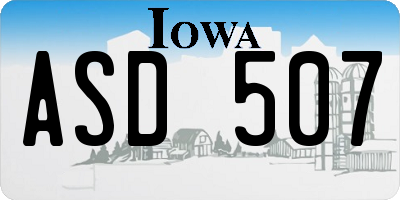 IA license plate ASD507