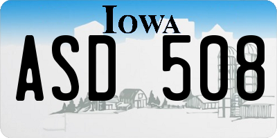 IA license plate ASD508