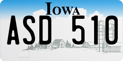 IA license plate ASD510