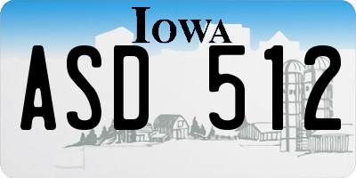 IA license plate ASD512