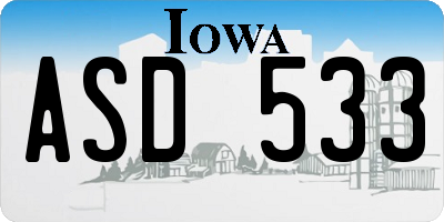 IA license plate ASD533