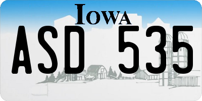 IA license plate ASD535