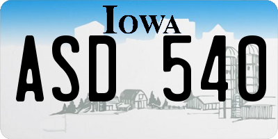 IA license plate ASD540