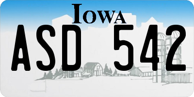 IA license plate ASD542
