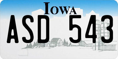 IA license plate ASD543
