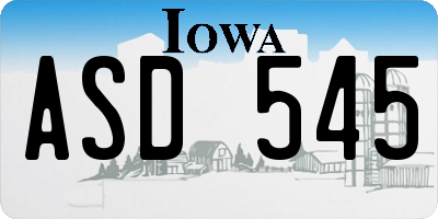 IA license plate ASD545