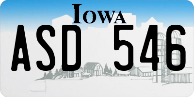 IA license plate ASD546