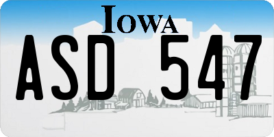 IA license plate ASD547