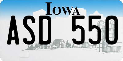 IA license plate ASD550