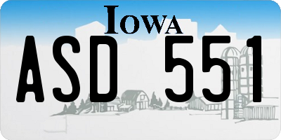 IA license plate ASD551