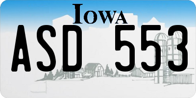 IA license plate ASD553