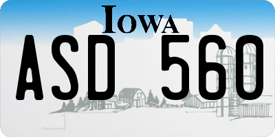 IA license plate ASD560