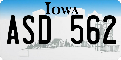 IA license plate ASD562