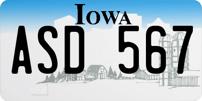 IA license plate ASD567