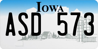IA license plate ASD573