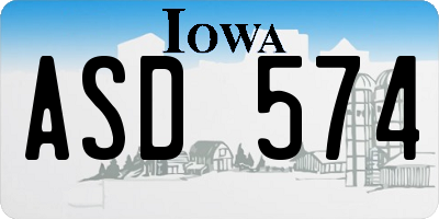 IA license plate ASD574