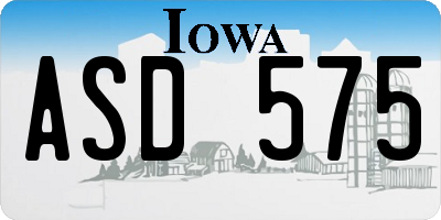 IA license plate ASD575