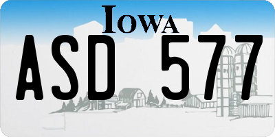 IA license plate ASD577