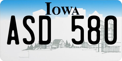 IA license plate ASD580
