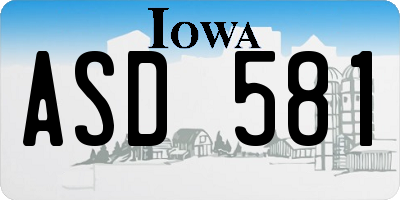IA license plate ASD581
