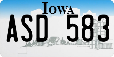 IA license plate ASD583