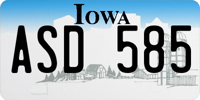 IA license plate ASD585