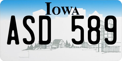 IA license plate ASD589
