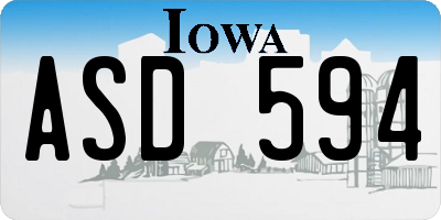 IA license plate ASD594