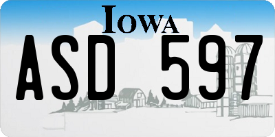 IA license plate ASD597