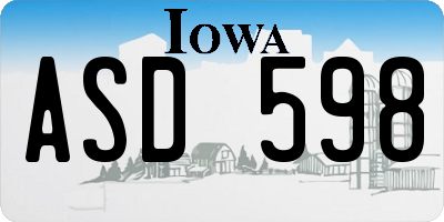 IA license plate ASD598