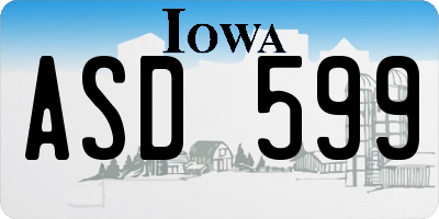 IA license plate ASD599